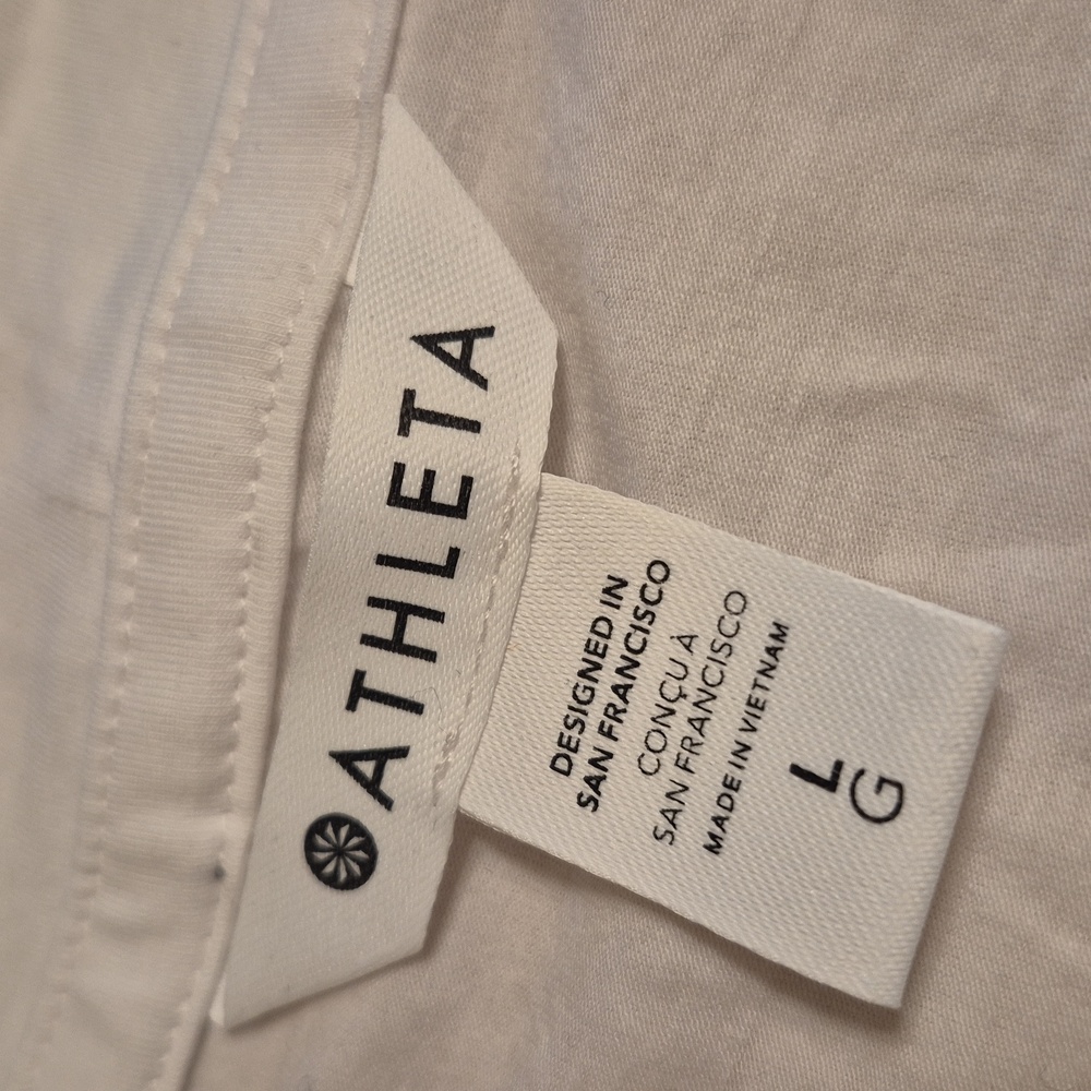 Athleta White Short Sleeve V Neck Shirt - Picture 2 of 7
